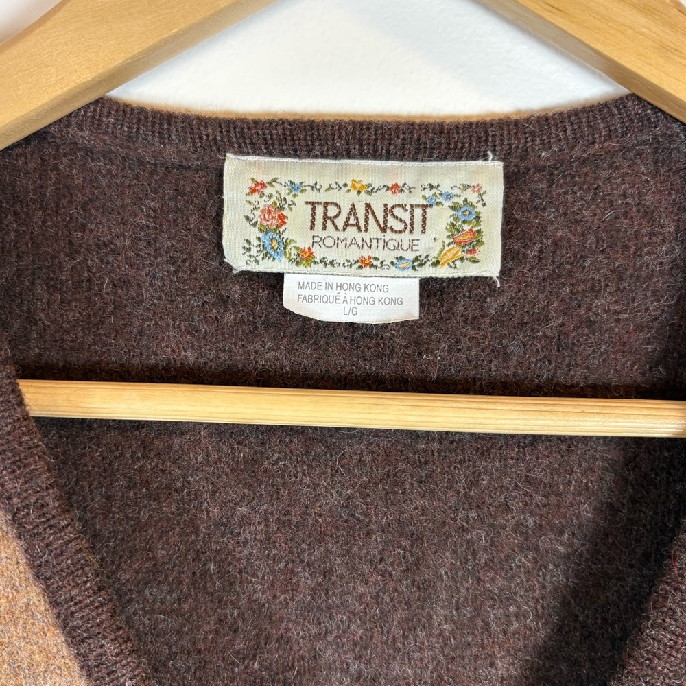 Vintage Transit Romantique Brown Patchwork Wool Vest Size Large, Retro Vibe, - Picture 6 of 8